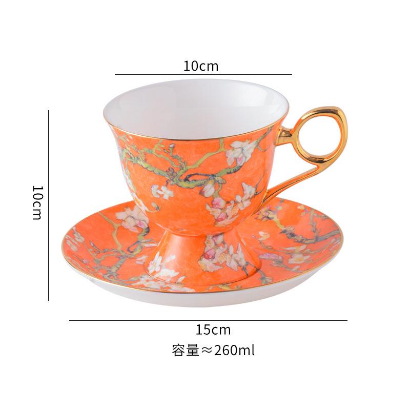 Meidao Apricot Flower High-Footed Coffee Cup High-Value British Afternoon Tea Tea Set High-End Exquisite Bone China Cup