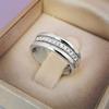 Huitan Classic Nuptial Bridal Women Rings Sleek Simple Finger Rings With Middle Paved Zircon Crystal Stones Understated Delicate Female Engagement