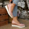 Casual Wedge Heel Pumps Women 2025 Summer Pointed Toe Medium Heel Non Slip Loafer Pumps Comfortable Soft Hemp Sole Shoes Women