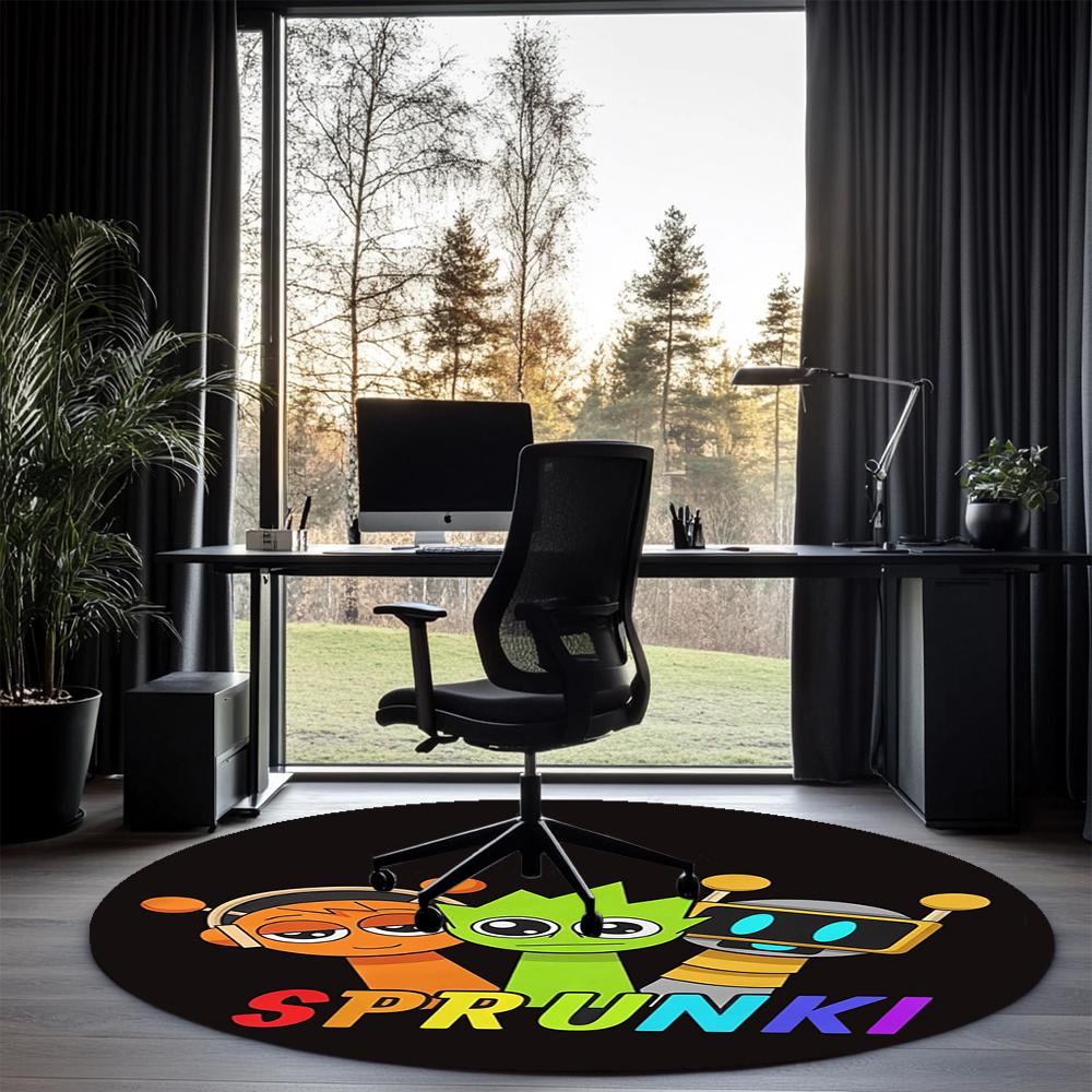 Sprunki Printed Round Rug Carpet Chair Rug Area Rug Entryway Doormats,for Office Chair Living Room Bedroom Kitchen Room.