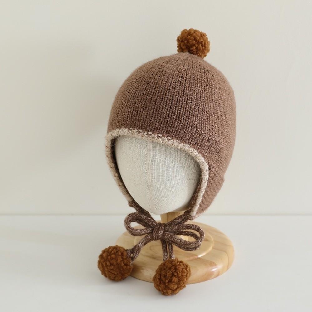 Winter Baby Beanie Cap Tassel Ear Protection Hat Sweet Baby Knitted Cap  Kids
