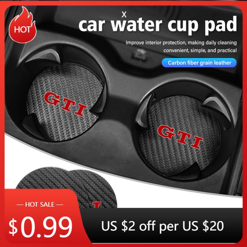 For VW VOLKSWAGEN 2026 New 2pcs Car Water Cup Holder Mat Anti Slip Insert Coasters Pads For Volkswagen Golf 4 5 6 7 GTI Tiguan P