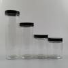 Black Lid Wide Mouth PET Food Jar for Snacks, Nuts, Grains, and Honey.