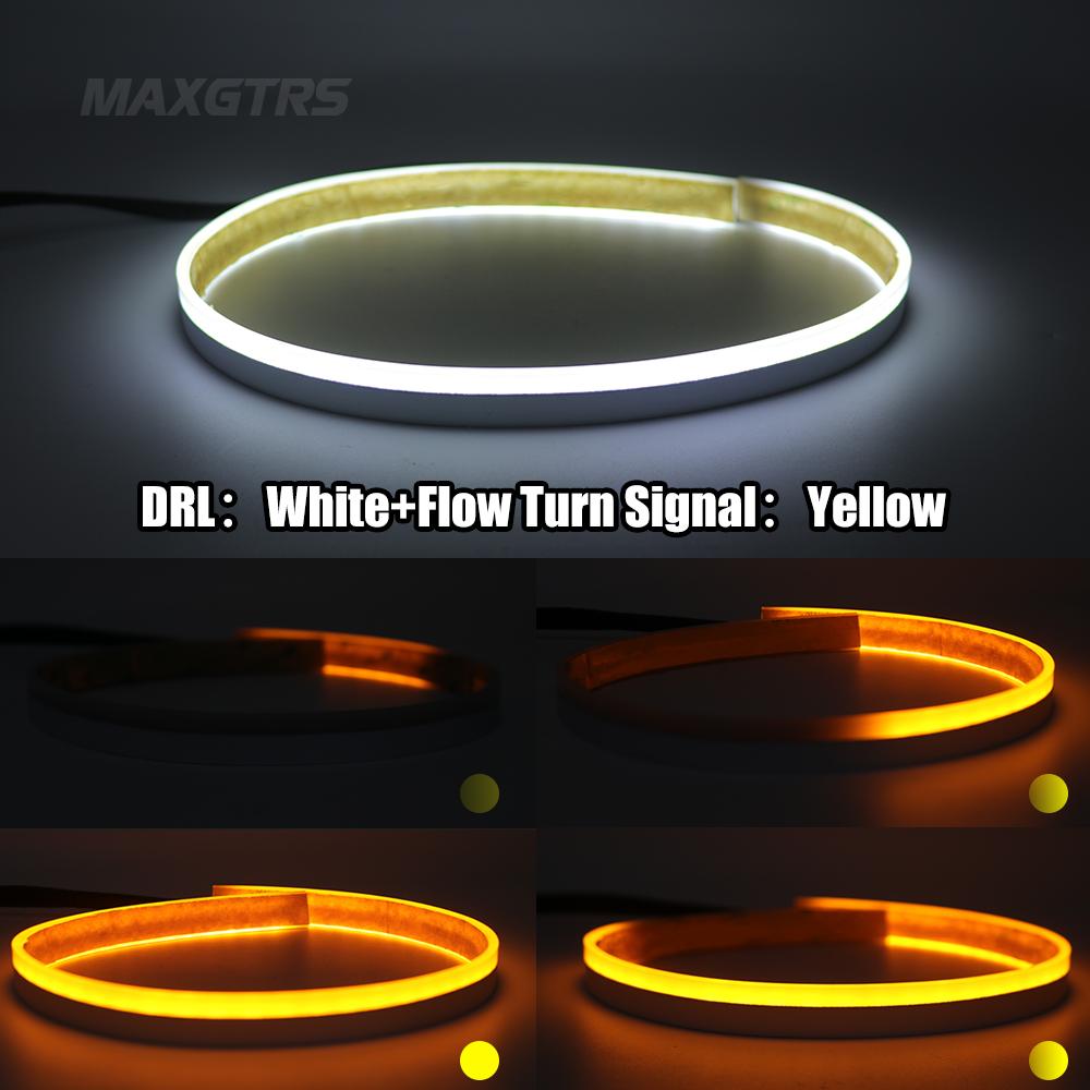 2x 60cm Daytime Running Light Flexible Soft Tube Car LED Strip DRL White Red Blue With Flow Yellow Turn Signal Light 12V 60CM