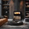 Wood burning steel stove KRATKI KARI 95 Ø 180 14 kW recess for wood self closing door