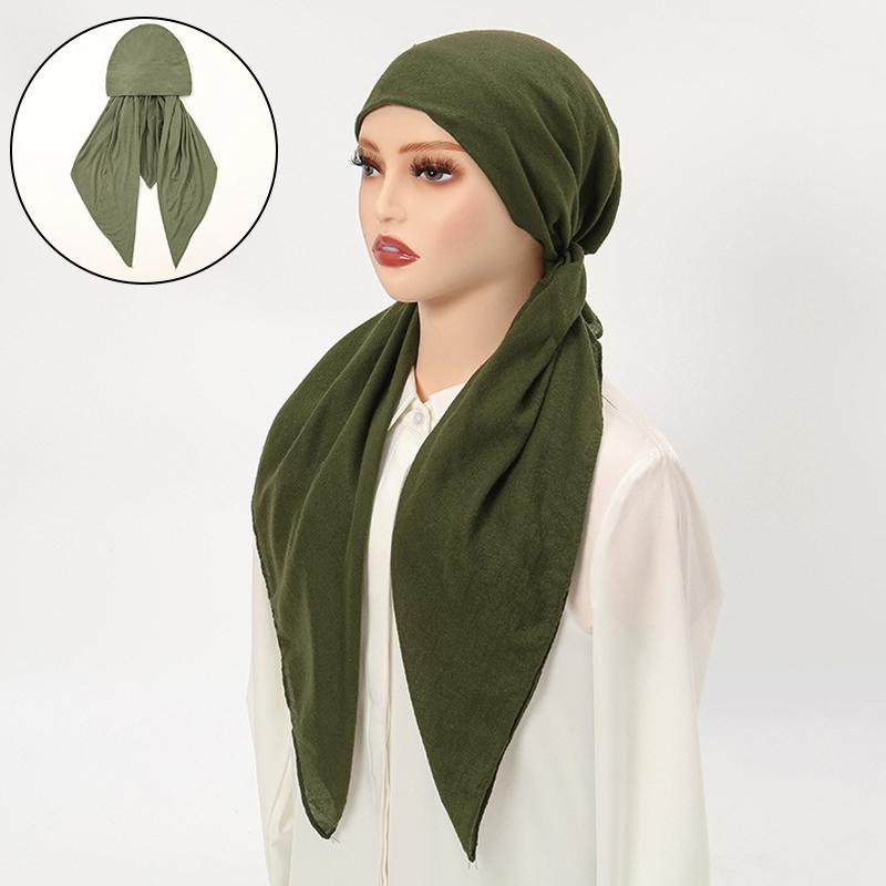 1 szt. Hidżab Szalik na głowę Damski Wrap Muzułmański Jednolity kolor Zakrycie Wypadanie włosów Rak Chemioterapia Czapka Turban