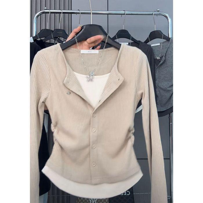 Women's 2024 Retro Slimming Two-Piece Long Sleeve T-Shirt