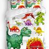 Barevný kreslený dinosaurus Modrý 3dílná sada povlečení do ložnice na manželskou postel Domácí textil Povlak na přikrývku Povlak na přikrývku Povlak na polštář