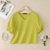 ZANZEA Women Casual V-Neck Summer Short Sleeve Blouse