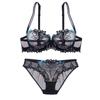 European and American Sexy Lingerie Transparent Mesh Embroidered Bra Set