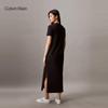 Calvin Klein Jeans Women's Cotton Knit Round Neck Slit Long Dress