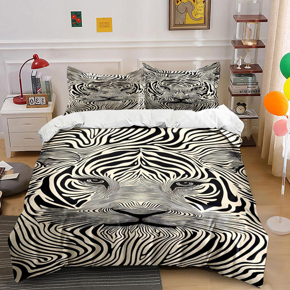

Zebra-striped tiger face. Bedding sets Duvet cover sets Duvet covers Pillowcases(1 * Duvet Cover 2 * Pillowcases, without duvet insert) 135x200cm