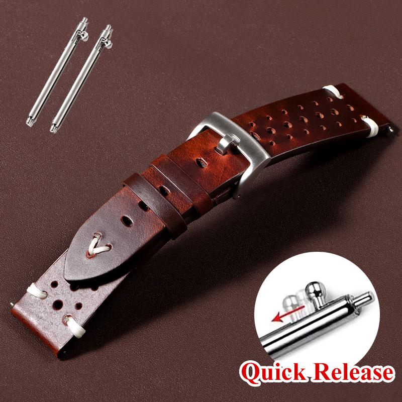 

Премиальный ремешок для часов из натуральной кожи с эффектом состаренного масла, 20 мм 22 мм, дышащий, прошитый, из коровьей кожи, для Omega, для Seiko 22mm&Silver Buckle