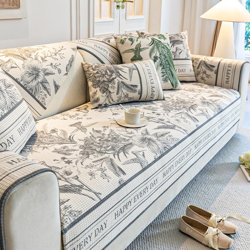 Sofa Cushion Four Seasons Universal Light French Vintage Style New Non-Slip Leather Sofa Cover