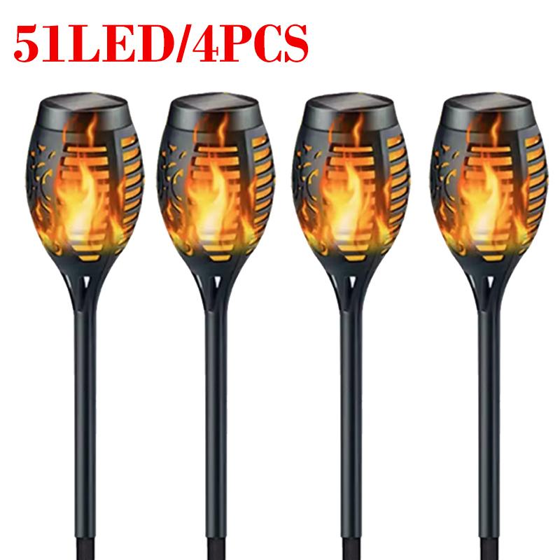 12/33/51LEDS Solar Flame Torch Light Flickering Light Waterproof Garden Decoration Outdoor Lawn Path Yard Patio Floor Lamp