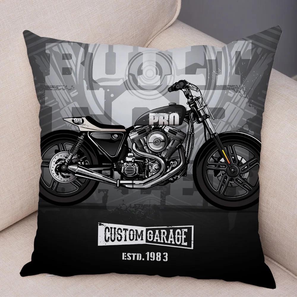 Super Soft Plush Cushion Cover 45x45cm Cartoon Motorcycle Pillowcase Decor Car Printed Pillow Case for Home Sofa Children Room