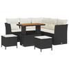 Ensemble de Canapé de Jardin de 8 Pièces avec Coussins Noir Poly Rattan Acacia, Ensemble de salle à manger de jardin 3361485