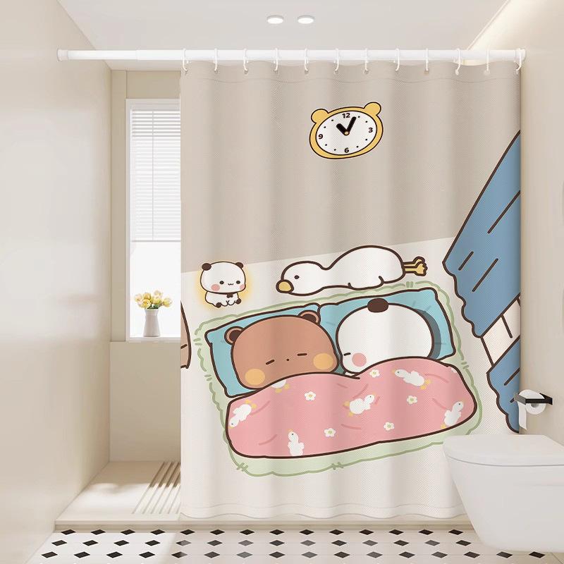 Cute Shower Curtain Thickened Waterproof Bathroom Bathroom Bathroom Bath Shower Dry And Wet Separation Hanging Curtain