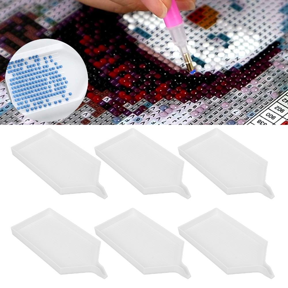 6pcs Plastic Rhinestone Painting Tray Large Size DIY Craft Organizer Tray Painting Accessories