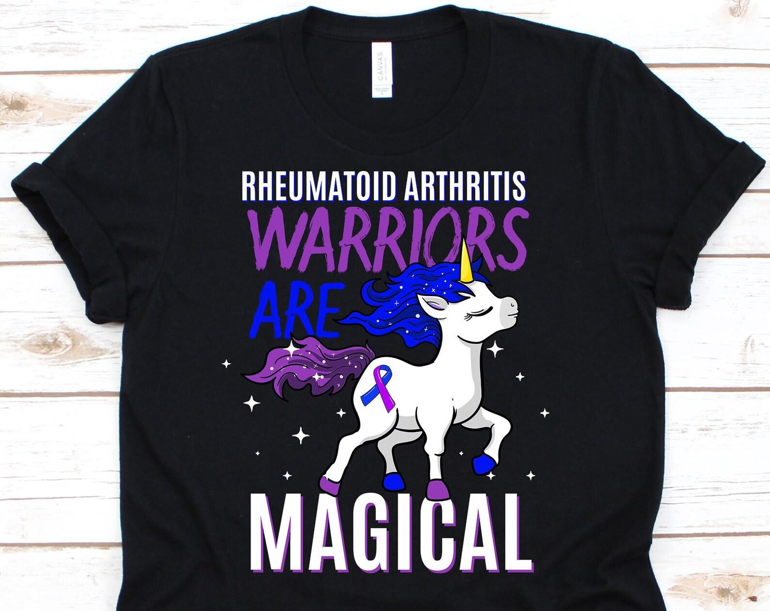 Rheumatoid Arthritis Warriors Are Magical Shirt, Awareness Gift For Rheumatoid Arthritis Warrior Fighter Survivor, Arthritis Ribbon Tshirt S
