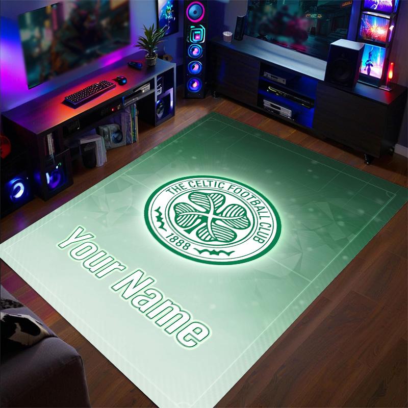 Crystal Velvet Rug Celtic FC Print Custom Name Text Floor Mat Home Decor