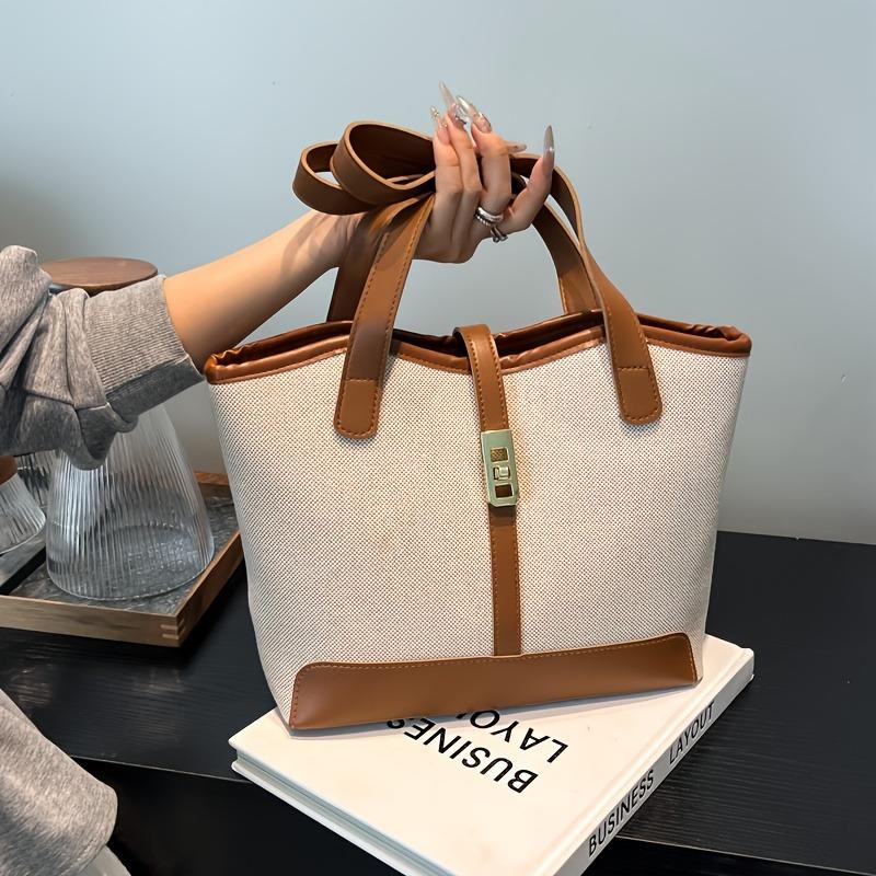 New Color-blocked Large-capacity Shoulder Bag - Casual and Versatile, Can Be Carried by Hand or Crossbody - French Tote Bag, a Commuting Essential.