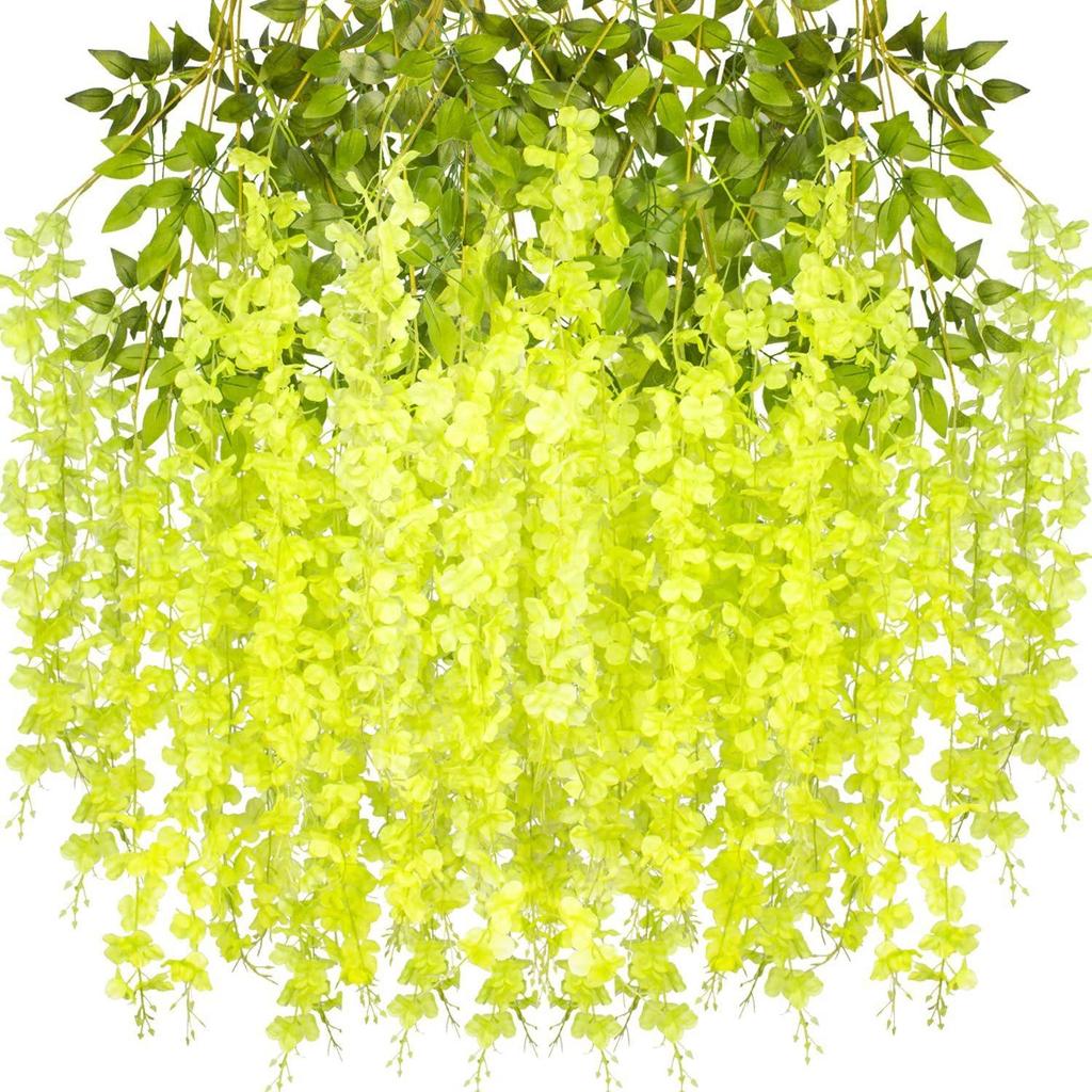 12Pcs Wisteria Flowers Artificial Wedding Simulated Green Plants Eucalyptus Orchid Grass Artificial Flower for Decoration Wedding