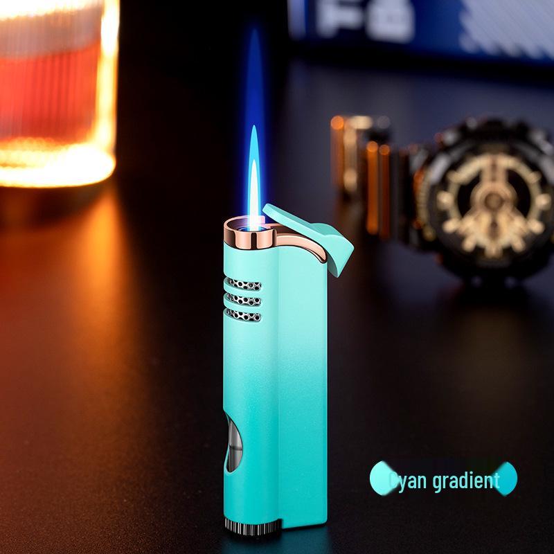 Stylish Windproof Direct Flame Gas Lighter with Visual Fuel Gauge and Gradient Design – Ideal Gift for Him