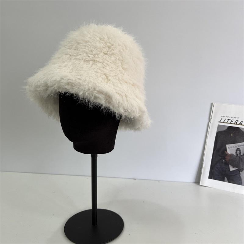 

Зимняя новая плюшевая панама женская северный снежный ветер уличная теплая защита от солнца повседневная шляпа-ведро M（56-58cm） белый