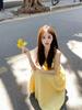 [Original practice] French small suspender dress women's clothing summer waist temperament long dress seaside vacation