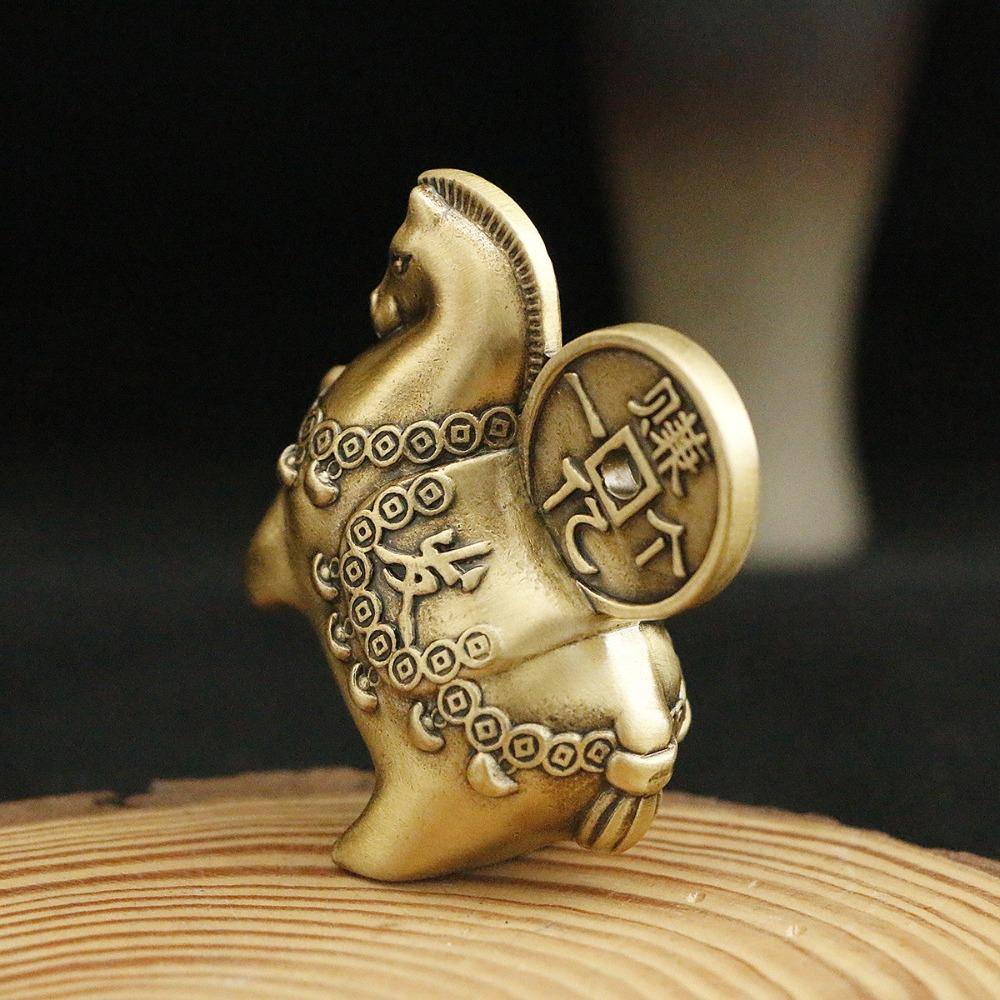 Cute Brass Horse Statue Vintage Style Lucky Horse Figurine Creative Lucky Ornament  Office Decor