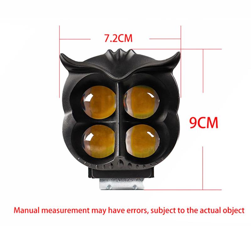 Universal Owl Shape 4-Lens Motorcycle LED Fog Lights, Dual Color White Yellow Driving Spotlights for HJG Scooter Bike,Waterproof Headlamp 1/2Pcs