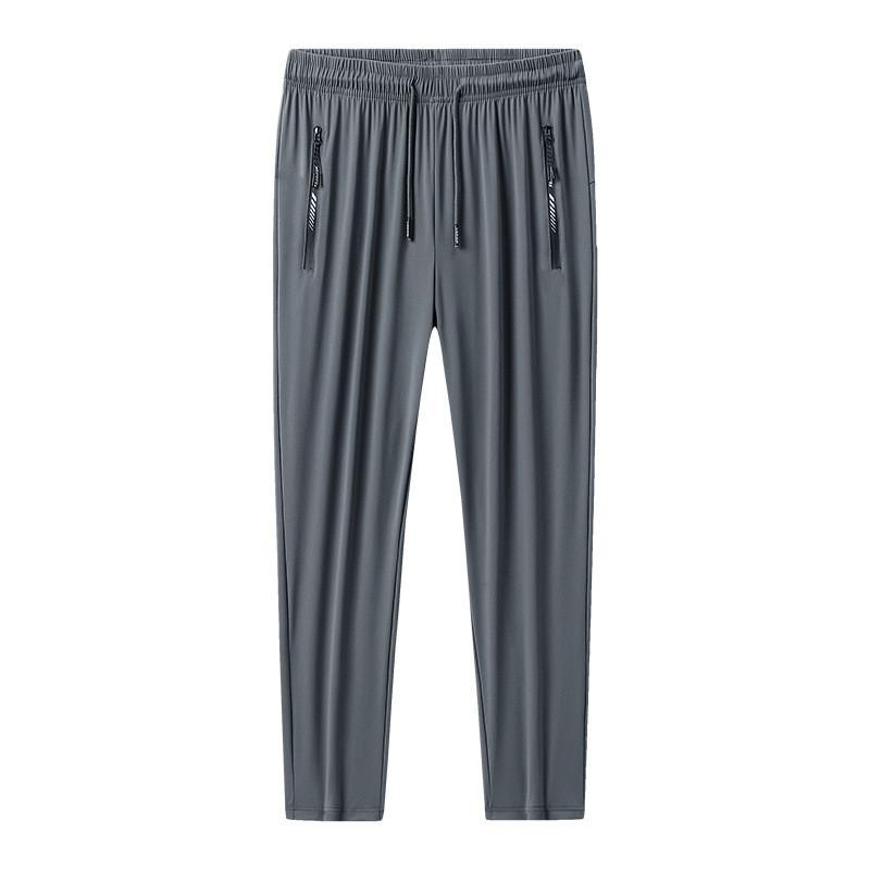 Mens Summer Ice Silk Casual Pants With High Elasticity For Big Men And Daily Wear