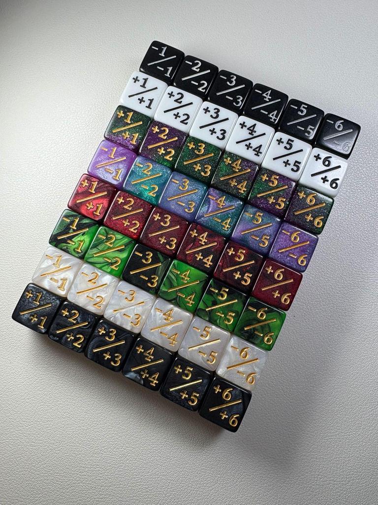 16mm Acrylic Dice for Adding and Subtracting 1-6 in Board Games and Educational Role-Playing