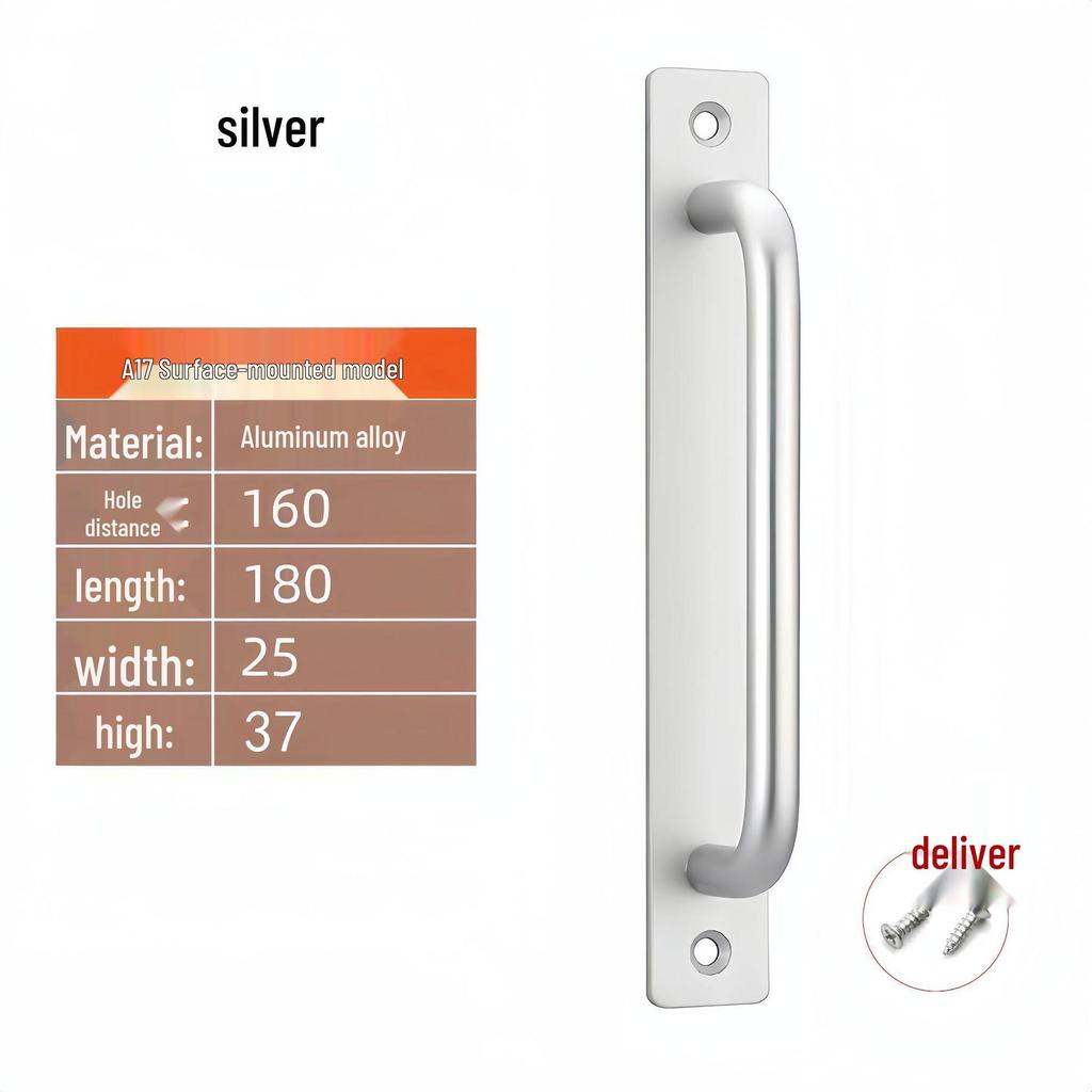 Aluminum Alloy No-Drill Handle for Wooden and Sliding Doors and Windows