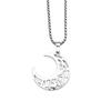 Heart & Moon Patchwork Pendant Titanium Steel Necklace for Couples