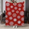 Cozy Red Snowflake Flannel Throw Blanket Suitable for Couch, Bed, Office & Travel - Soft Warm Weighted Bedspread with Geometric White Patterns, Machin