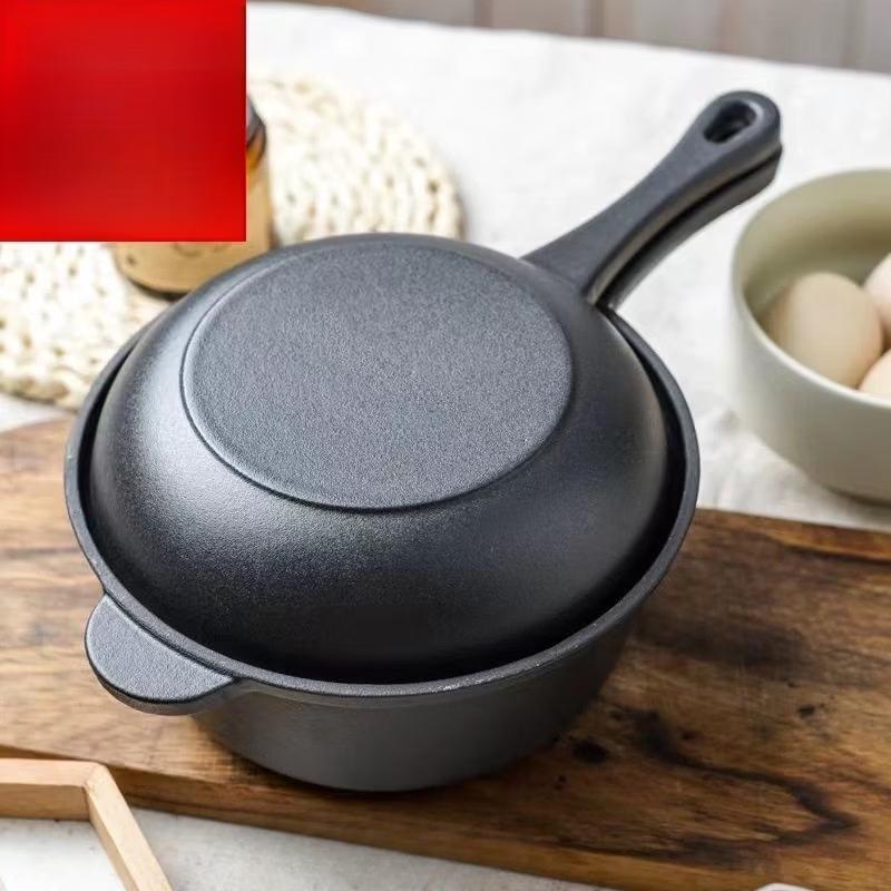 Zhi Shi 21cm Uncoated Cast Iron Enamel Dual-Use Pot