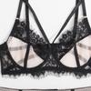 Sensual Lace Trim Thong Leg Garter Set - Ultra-Thin, See-Through, Chest-Minimizing Lingerie
