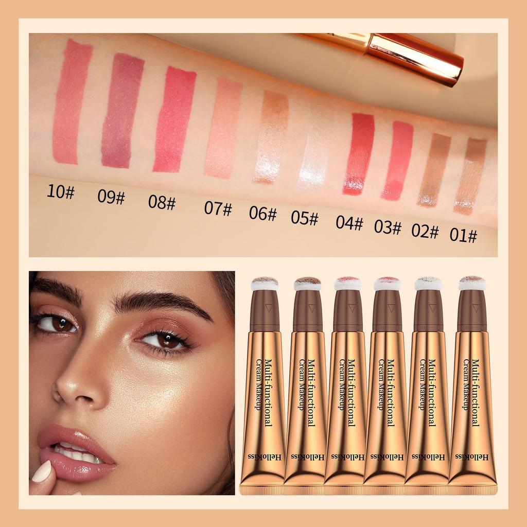 Blush High-gloss Grooming Multi-functional Makeup Pen, Pearlescent Fine Glitter Brightening Facial Grooming Cream