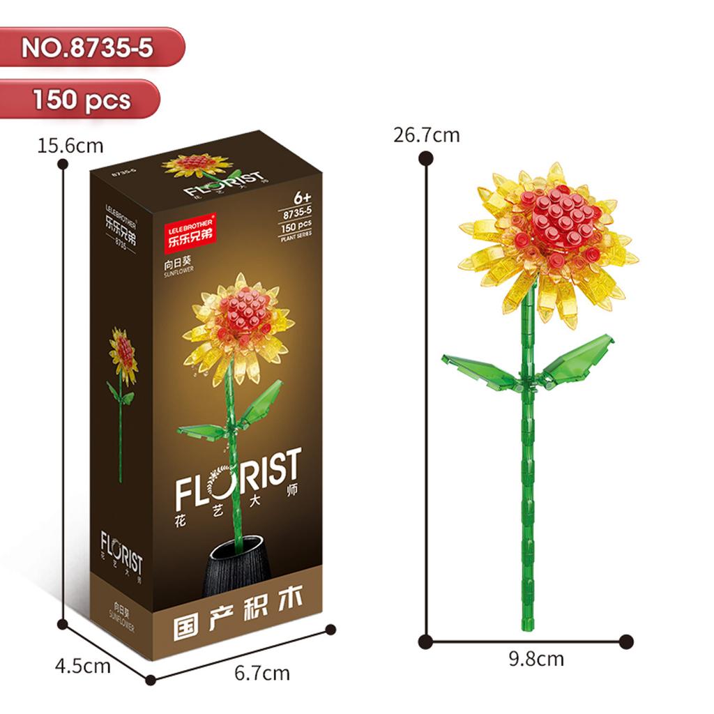 Hot Creative Small Building Block Flower Art Classic Brick Mini Potted Plant Gift For Girls Desk Decoration Simple Assembly Toys