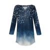Women's Fashion Loose Button Collar Print 3/43/4  Sleeve T-Shirt Tops Pullover