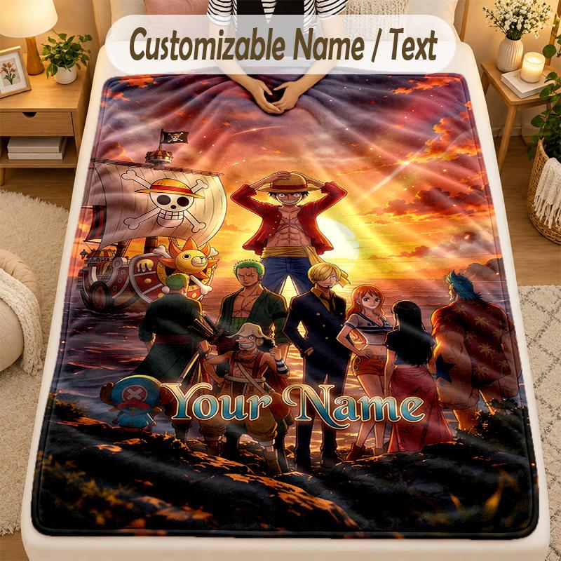 Flannel BlanketOne Piece Custom Name Text Personalized Soft Warm Throw Blanket Home Decor Gift