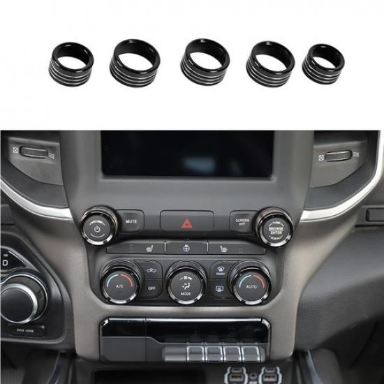 5 Stück Auto Armaturenbrett Radio Klimaanlage Steuerknopf Abdeckung Zierring Blende Für Dodge RAM 1500 18+