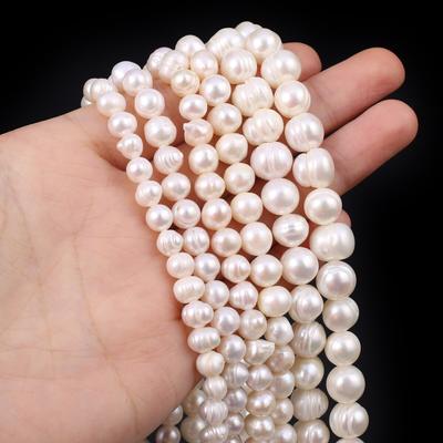 Perles Blanches Artificielles Taille 5-6mm 6-7mm Presque Rondes Perles d'Espacement Libres pour la Fabrication de Bijoux DIY Collier Bracelet