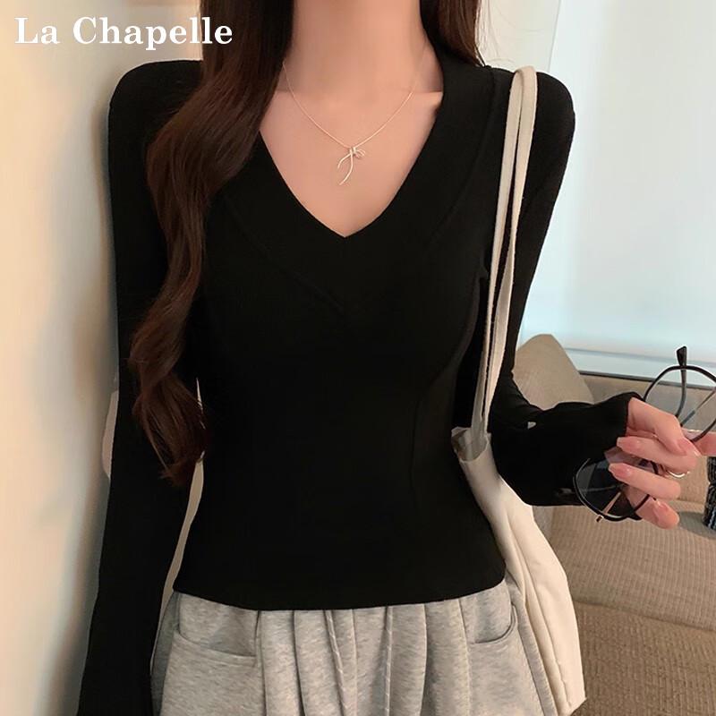 La Chapelle Women's Deep V-Neck Thermal Base Layer Top