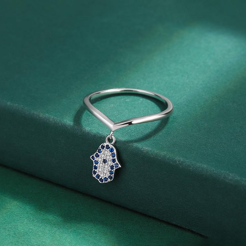 Creative Sapphire Hand Palm Round Full Zircon Couple 925 Silver Ring for Women Original Sterling Silver Anniversary Gift Jewelry