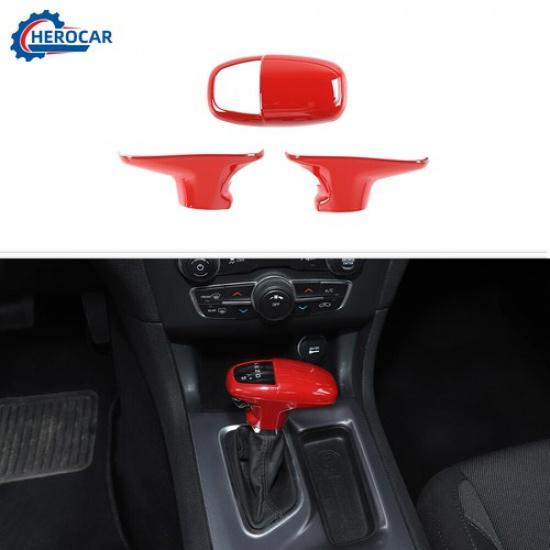 3x Schaltknauf-Zierblende Dekor für 15+ Dodge Challenger/Charger/Durango Rot