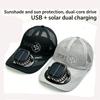 Hut mit Hohlstickerei und Solarkühlung, UV-Schutz, breite Krempe, wiederaufladbare Outdoor-Visierkappe
