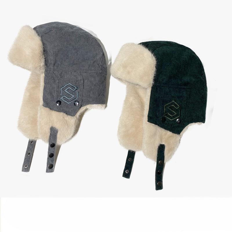 Winter Warm Cotton Hat Ear Protection Windproof Ski Hat Women Outdoor Riding Hat Flying Hat Corduroy Lei Feng Hat Men